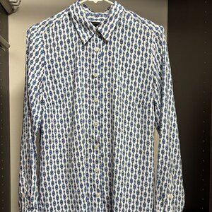 Ann Taylor Chain Print Button-Down Blouse Size 8